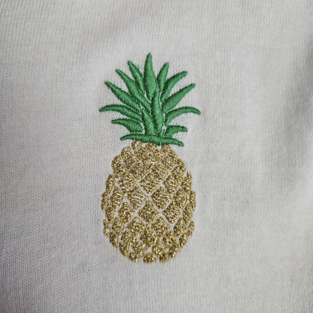 J. Crew Pineapple Caryn Cardigan Sweater Womens Size Large Cotton Preppy Casual - Picture 7 of 9
